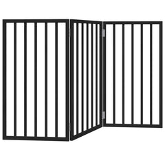 vidaXL Dog Gate Foldable 3 Panels Black 150 cm Poplar Wood 2