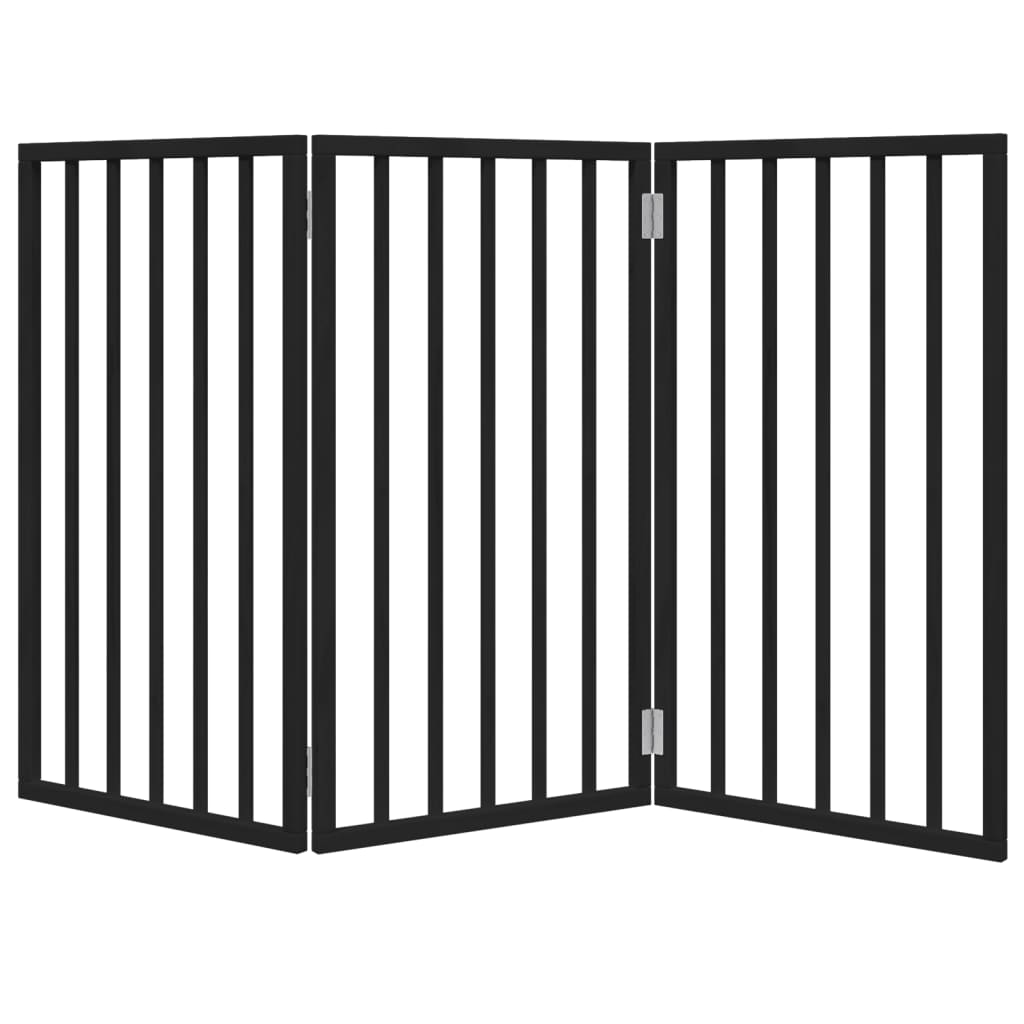 vidaXL Dog Gate Foldable 3 Panels Black 150 cm Poplar Wood 4