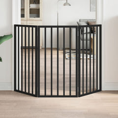 vidaXL Dog Gate Foldable 3 Panels Black 150 cm Poplar Wood 1