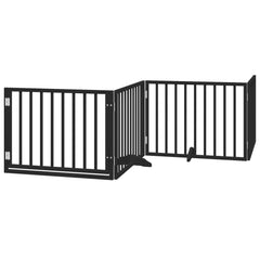 Dog Gate Foldable Panels 160 cm Poplar Wood Width 80 cm Black 60 cm 4