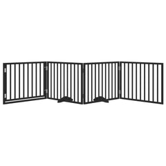 vidaXL Dog Gate with Door Foldable 4 Panels Black 320 cm Poplar Wood 3