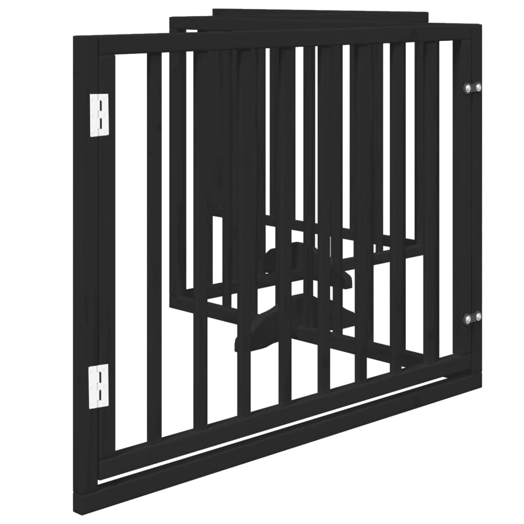 vidaXL Dog Gate with Door Foldable 4 Panels Black 320 cm Poplar Wood 5