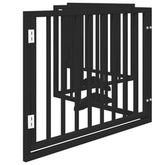 vidaXL Dog Gate with Door Foldable 4 Panels Black 320 cm Poplar Wood 5