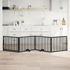 Dog Gate Foldable Panels 160 cm Poplar Wood Width 80 cm Black 60 cm 4