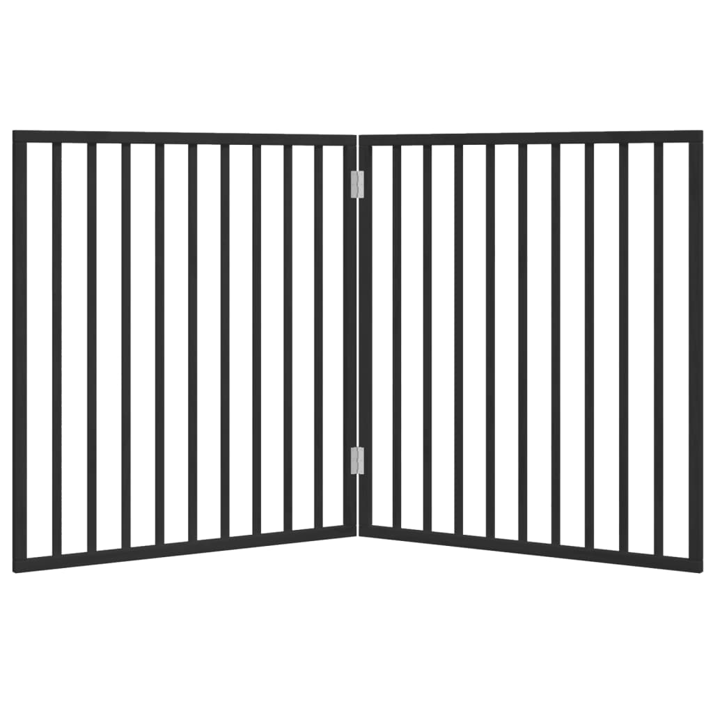 vidaXL Dog Gate Foldable 2 Panels Black 160 cm Poplar Wood 4