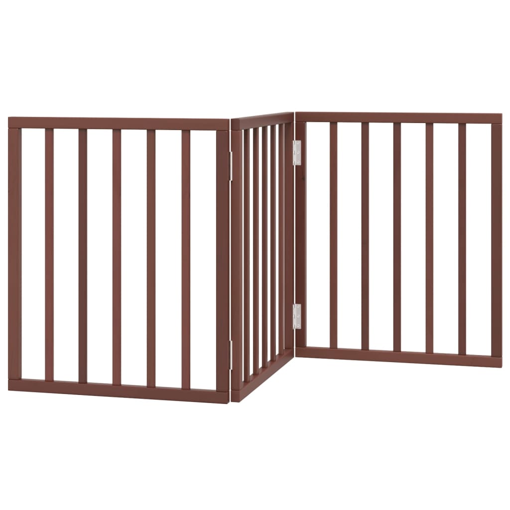 vidaXL Dog Gate Foldable 3 Panels Brown 150 cm Poplar Wood 2