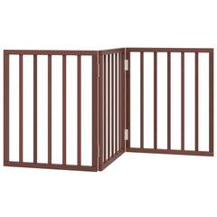 vidaXL Dog Gate Foldable 3 Panels Brown 150 cm Poplar Wood 2