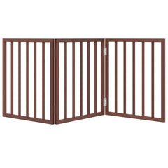 vidaXL Dog Gate Foldable 3 Panels Brown 150 cm Poplar Wood 4