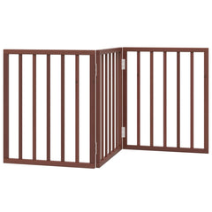 vidaXL Dog Gate Foldable 3 Panels Brown 150 cm Poplar Wood 6