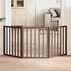 vidaXL Dog Gate Foldable 3 Panels Brown 150 cm Poplar Wood 1