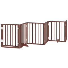 vidaXL Dog Gate with Door Foldable 6 Panels Brown 300 cm Poplar Wood 2