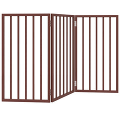vidaXL Dog Gate Foldable 3 Panels Brown 150 cm Poplar Wood 2