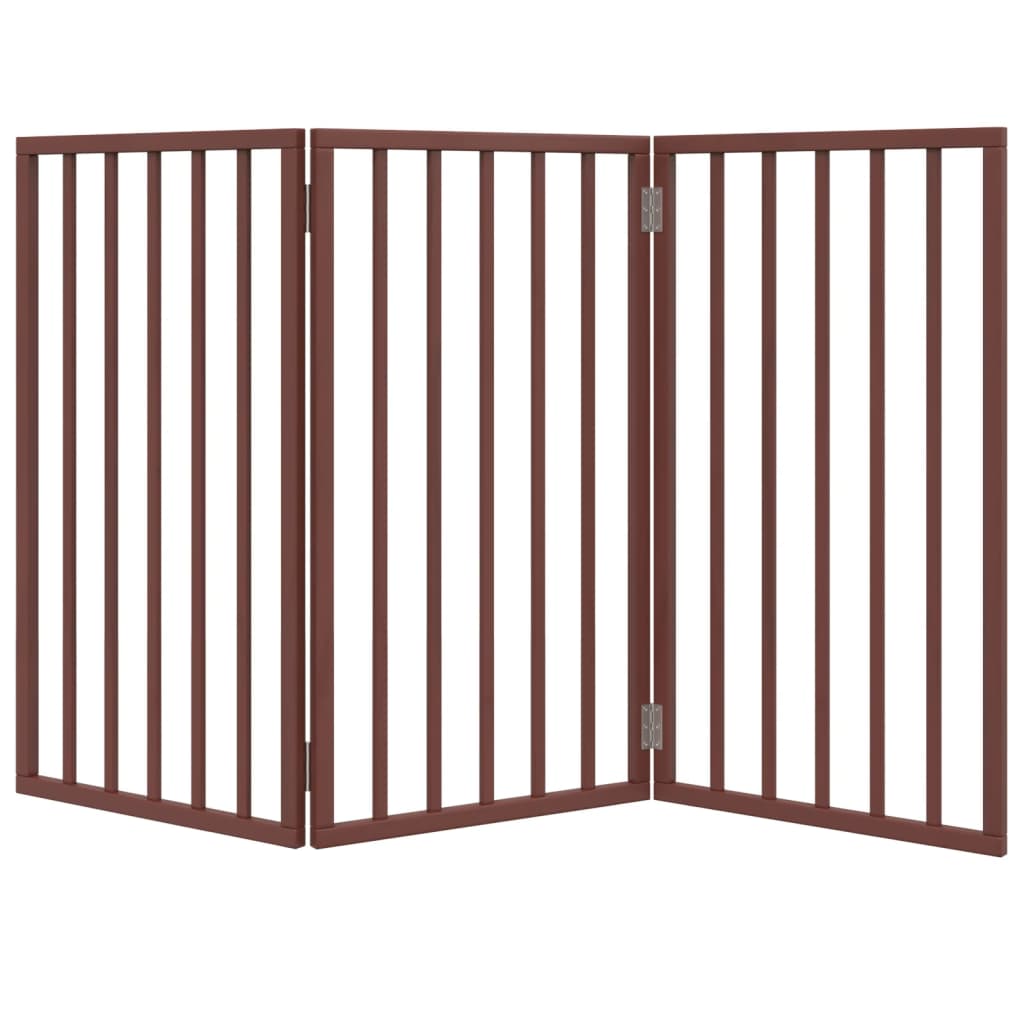 vidaXL Dog Gate Foldable 3 Panels Brown 150 cm Poplar Wood 4