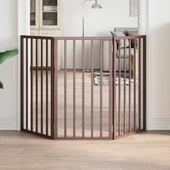vidaXL Dog Gate Foldable 3 Panels Brown 150 cm Poplar Wood 1