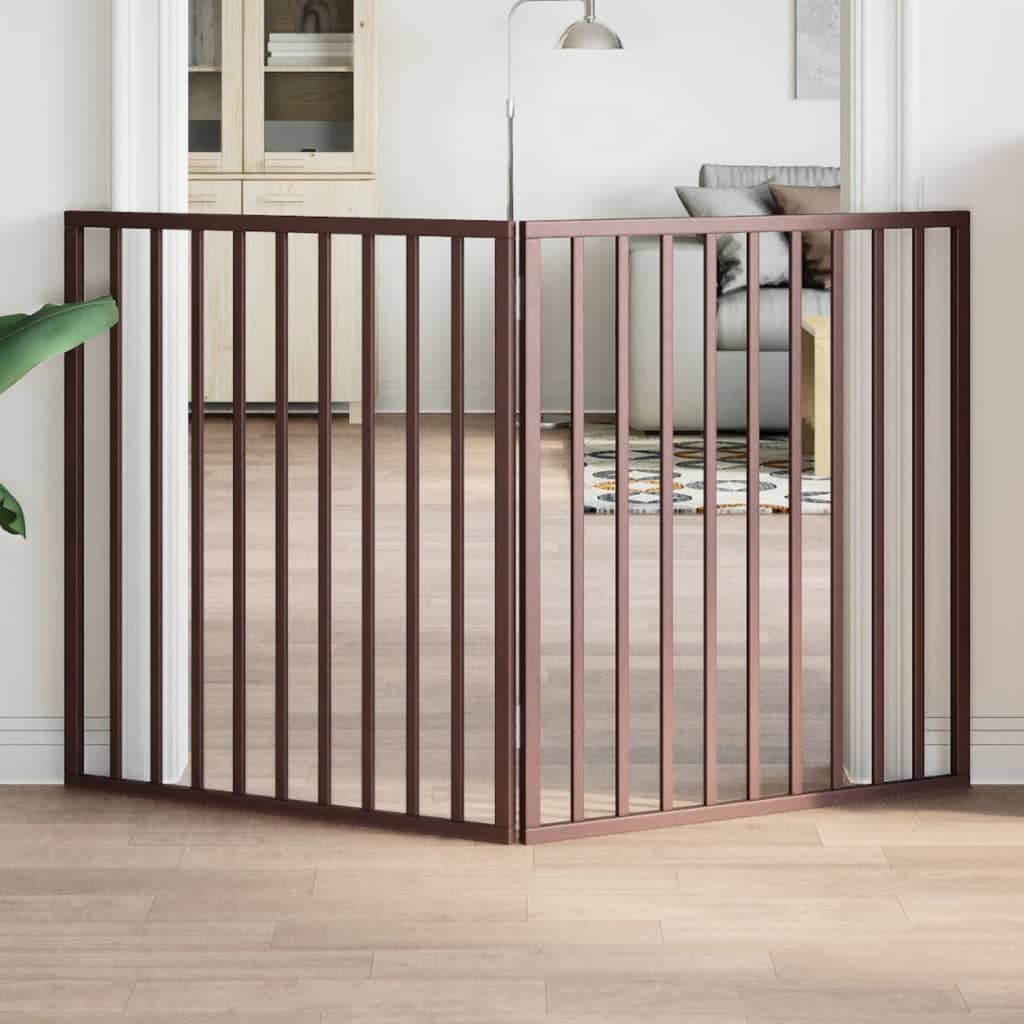 vidaXL Dog Gate Foldable 2 Panels Brown 160 cm Poplar Wood 1