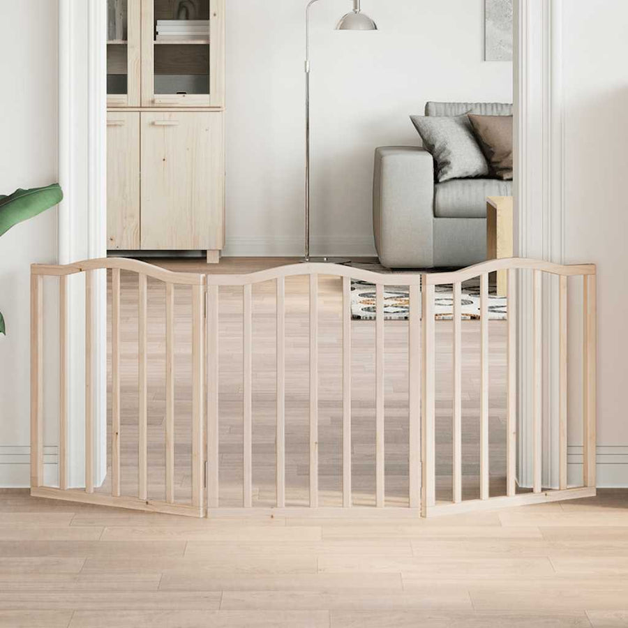 vidaXL Dog Gate Foldable 3 Panels 150 cm Poplar Wood 1