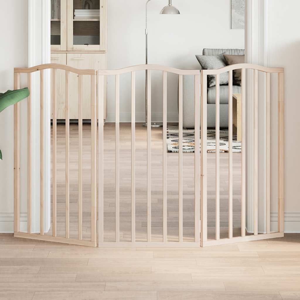 vidaXL Dog Gate Foldable 3 Panels 150 cm Poplar Wood 1