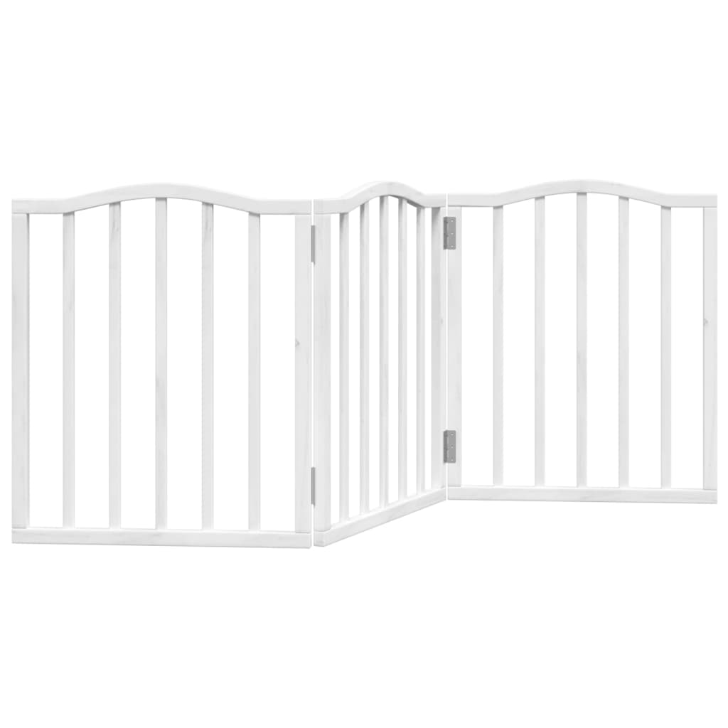 vidaXL Dog Gate Foldable 3 Panels White 150 cm Poplar Wood 2