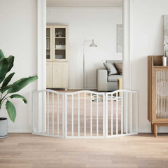 vidaXL Dog Gate Foldable 3 Panels White 150 cm Poplar Wood 3