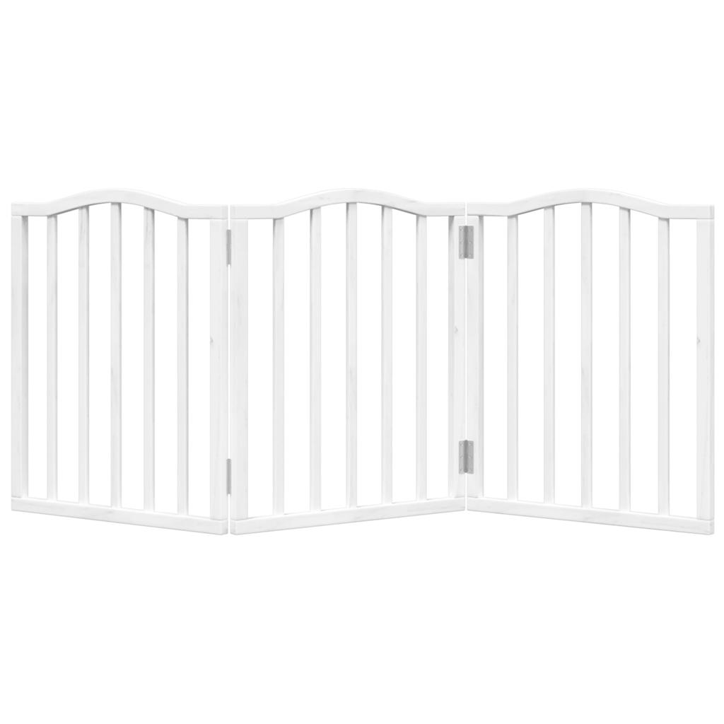vidaXL Dog Gate Foldable 3 Panels White 150 cm Poplar Wood 4