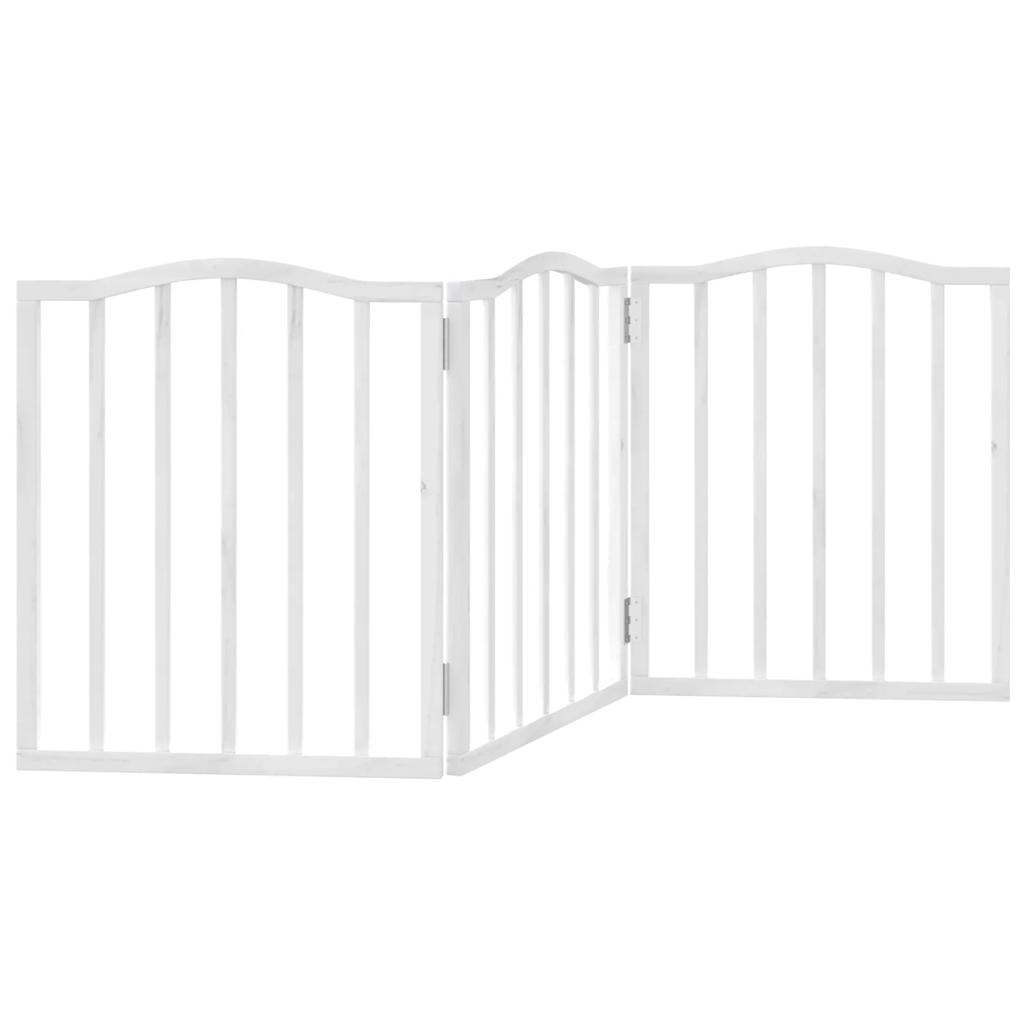 vidaXL Dog Gate Foldable 3 Panels White 150 cm Poplar Wood 6