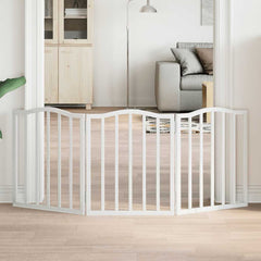 vidaXL Dog Gate Foldable 3 Panels White 150 cm Poplar Wood 1