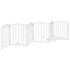 vidaXL Dog Gate with Door Foldable 6 Panels White 300 cm Poplar Wood 6