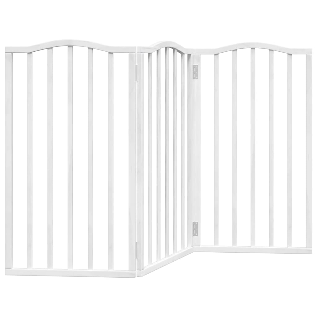 vidaXL Dog Gate Foldable 3 Panels White 150 cm Poplar Wood 2
