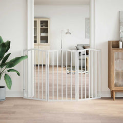 vidaXL Dog Gate Foldable 3 Panels White 150 cm Poplar Wood 3