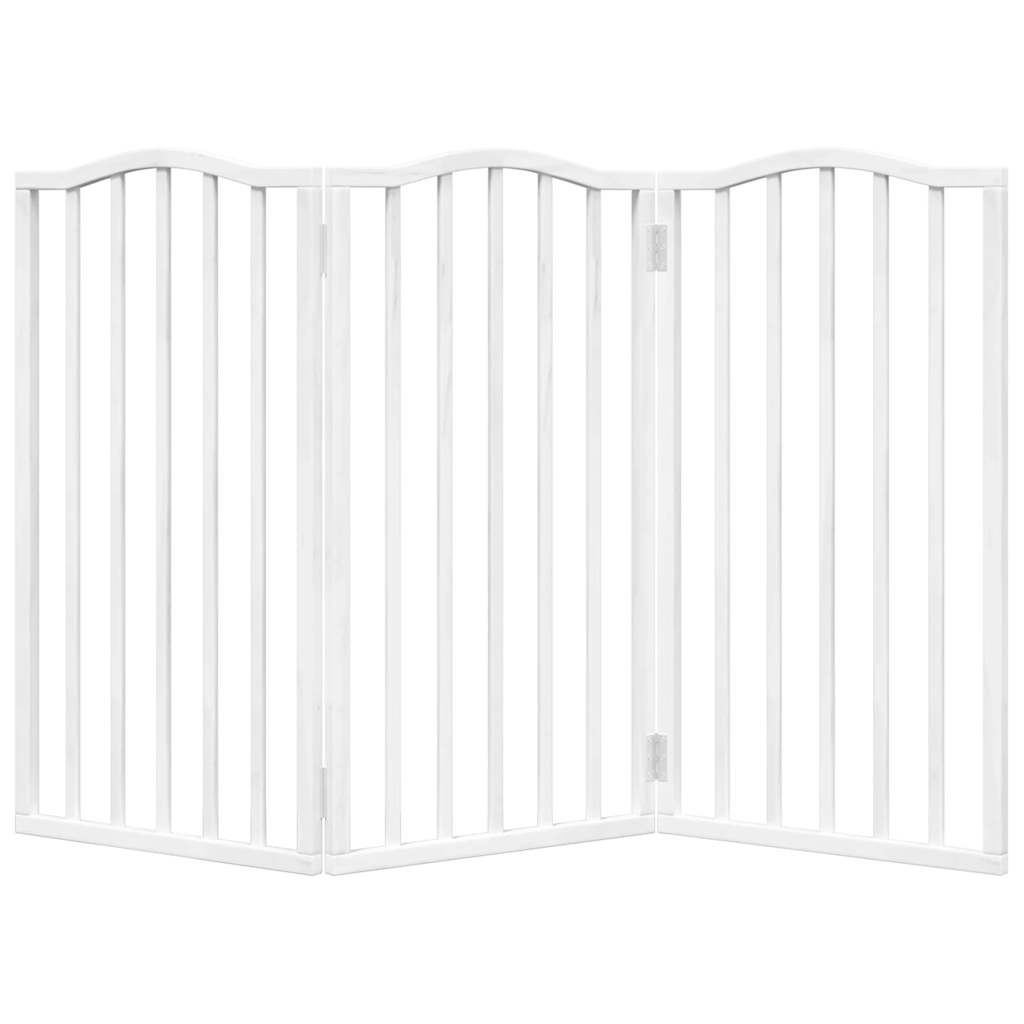 vidaXL Dog Gate Foldable 3 Panels White 150 cm Poplar Wood 4