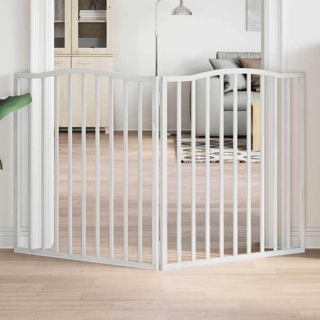 vidaXL Dog Gate Foldable 2 Panels White 160 cm Poplar Wood 1