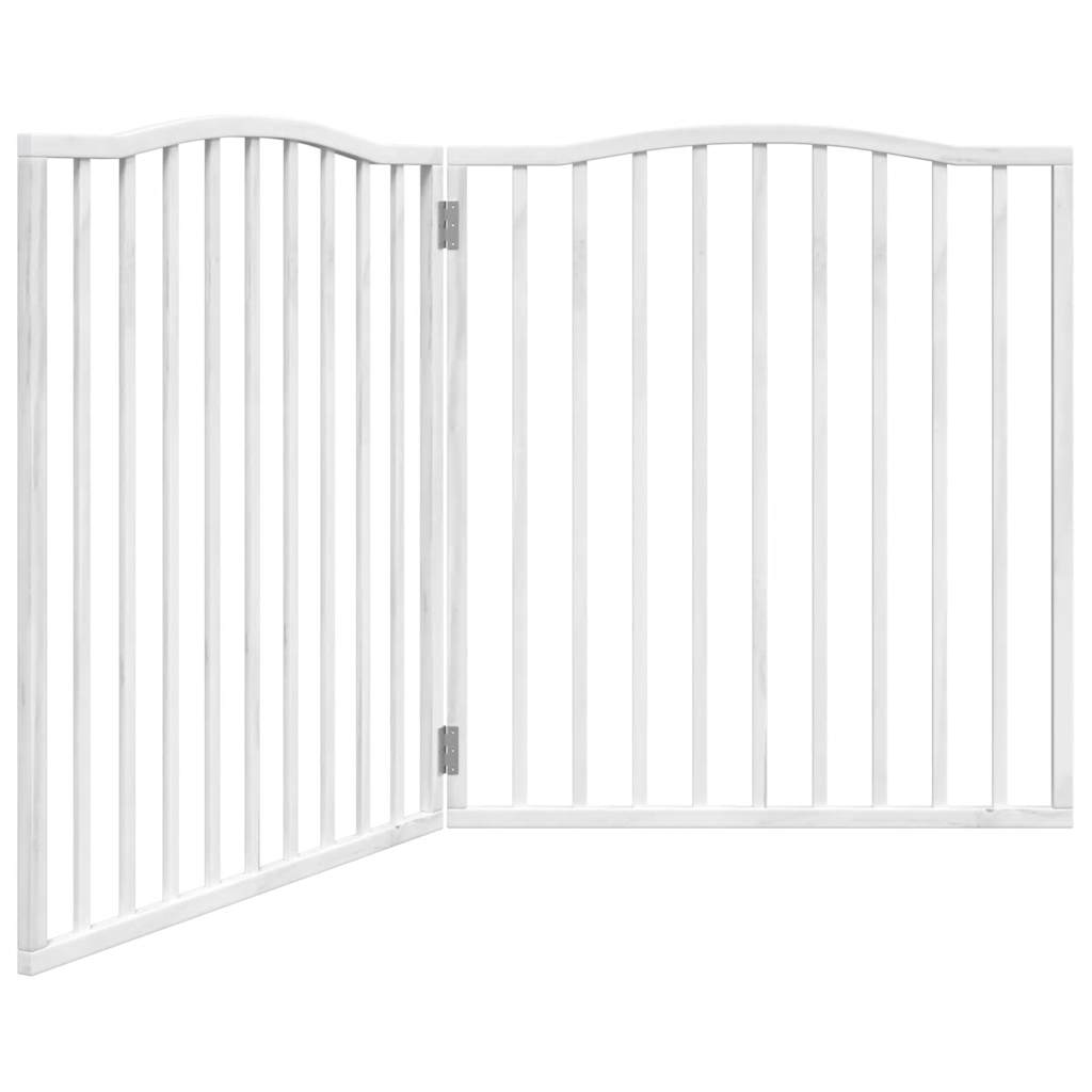 vidaXL Dog Gate with Door Foldable 4 Panels White 320 cm Poplar Wood 2