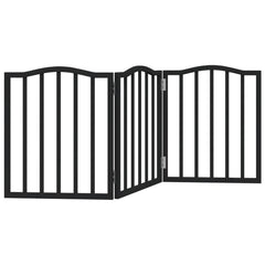vidaXL Dog Gate Foldable 3 Panels Black 150 cm Poplar Wood 2