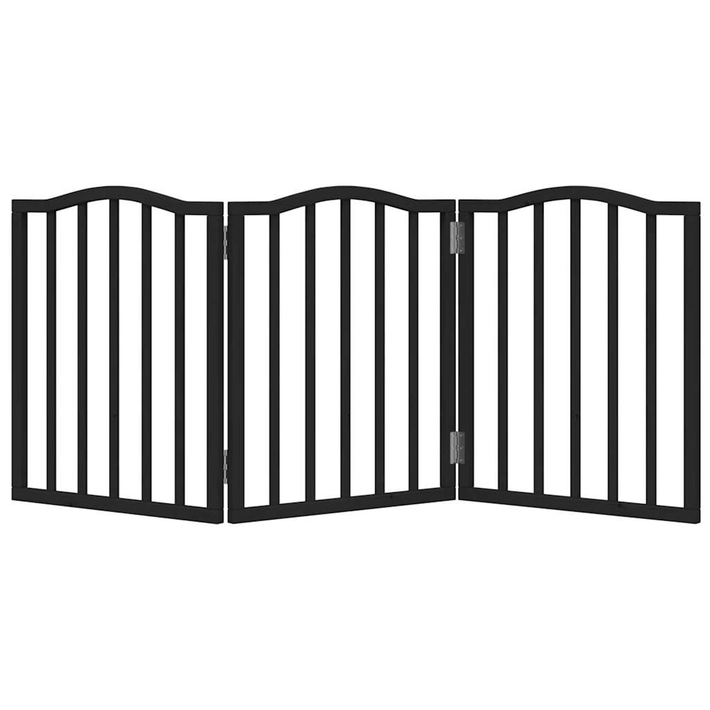 vidaXL Dog Gate Foldable 3 Panels Black 150 cm Poplar Wood 4