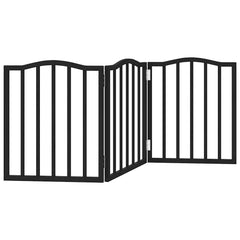 vidaXL Dog Gate Foldable 3 Panels Black 150 cm Poplar Wood 6