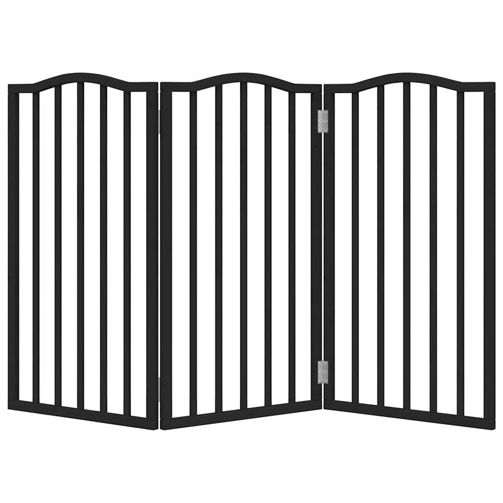 vidaXL Dog Gate Foldable 3 Panels Black 150 cm Poplar Wood 4