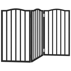 vidaXL Dog Gate Foldable 3 Panels Black 150 cm Poplar Wood 6