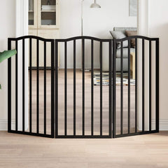 vidaXL Dog Gate Foldable 3 Panels Black 150 cm Poplar Wood 1