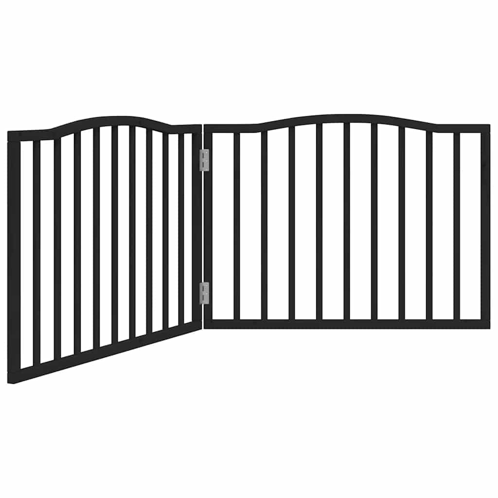 vidaXL Dog Gate Foldable 2 Panels Black 160 cm Poplar Wood 2