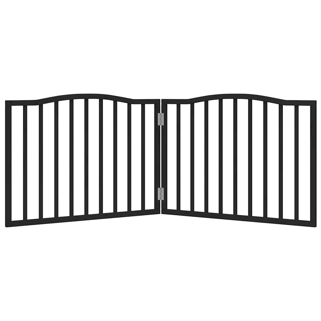 vidaXL Dog Gate Foldable 2 Panels Black 160 cm Poplar Wood 3