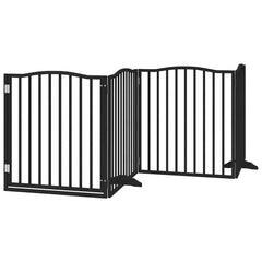 vidaXL Dog Gate with Door Foldable 4 Panels Black 320 cm Poplar Wood 2