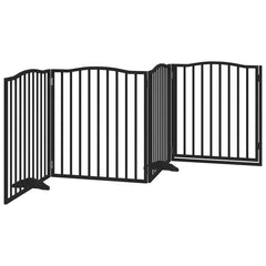 vidaXL Dog Gate with Door Foldable 4 Panels Black 320 cm Poplar Wood 6