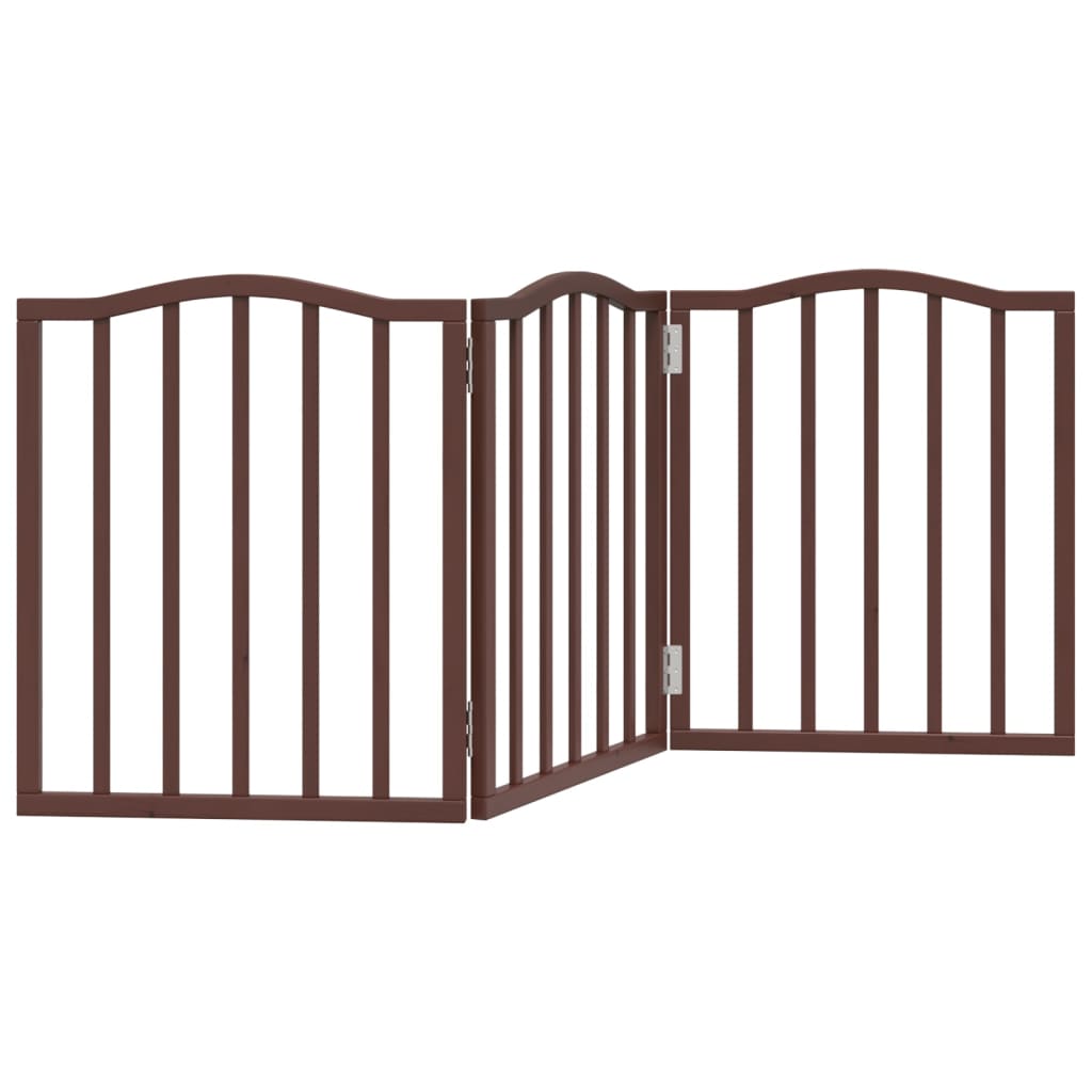 vidaXL Dog Gate Foldable 3 Panels Brown Oak 150 cm Poplar Wood 2
