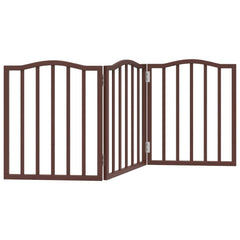 vidaXL Dog Gate Foldable 3 Panels Brown Oak 150 cm Poplar Wood 2
