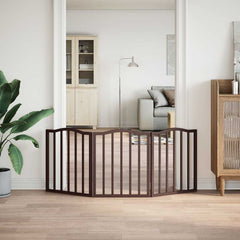 vidaXL Dog Gate Foldable 3 Panels Brown Oak 150 cm Poplar Wood 3