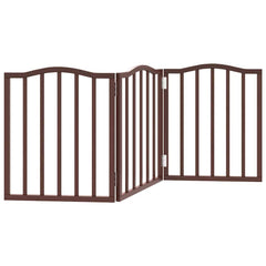 vidaXL Dog Gate Foldable 3 Panels Brown Oak 150 cm Poplar Wood 5