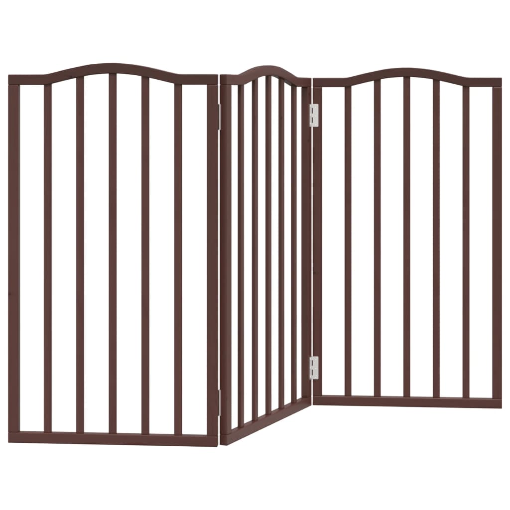 vidaXL Dog Gate Foldable 3 Panels Brown Oak 150 cm Poplar Wood 2