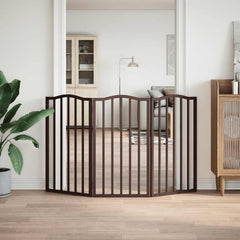 vidaXL Dog Gate Foldable 3 Panels Brown Oak 150 cm Poplar Wood 3