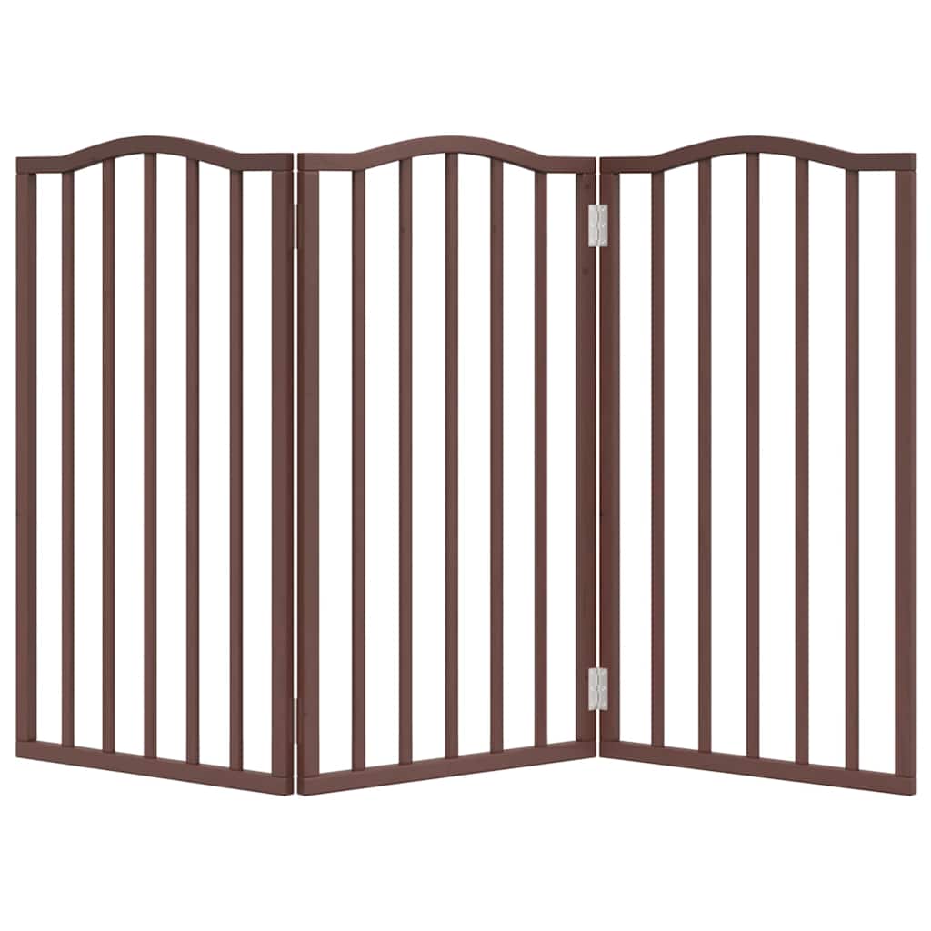 vidaXL Dog Gate Foldable 3 Panels Brown Oak 150 cm Poplar Wood 4