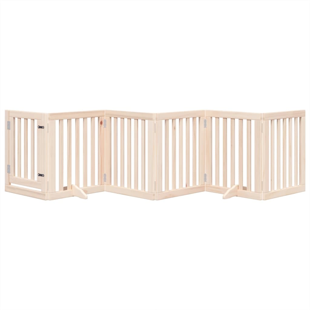 vidaXL Dog Gate with Door Foldable 6 Panels 300 cm Poplar Wood 3